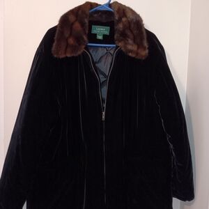 Lauren Ralph Lauren Black Coat with Brown Faux Fur Collar